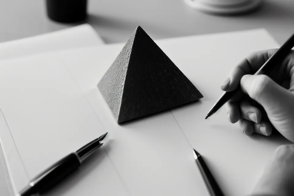 Formation en ligne pour discours d'entreprise : main annotant un carnet avec une trame de prise de parole